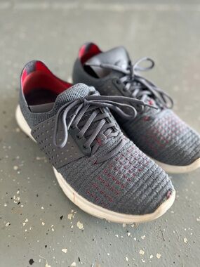 Under Armour Grayblue Knit Sneakers with Pink Accents